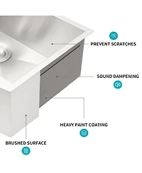 flynama 33x20x9 Inch Stainless Steel Farmhouse Apron Front Kitchen Sink 16 Gauge T304 Single Bowl With Dish Grid Drain Assembly Drying Rack