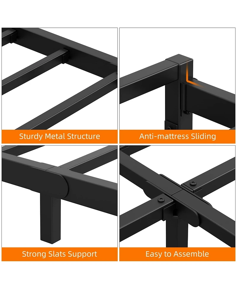 gaomon 6 Inch Twin Size Metal Platform Bed Frame Space Saving, for Living Room, Guest Room