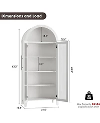 gaomon Arched Kitchen Pantry Cabinet, 5-Tier Open Shelf with Glass Doors, Farmhouse Storage for Kitchen & Dining