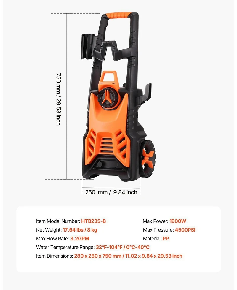 Mecale Electric Pressure Washer, 4500 Psi Max, 3.2 Gpm, 4 Quick-Connect Nozzles, Foam Cannon, High Power Cleaning Machine