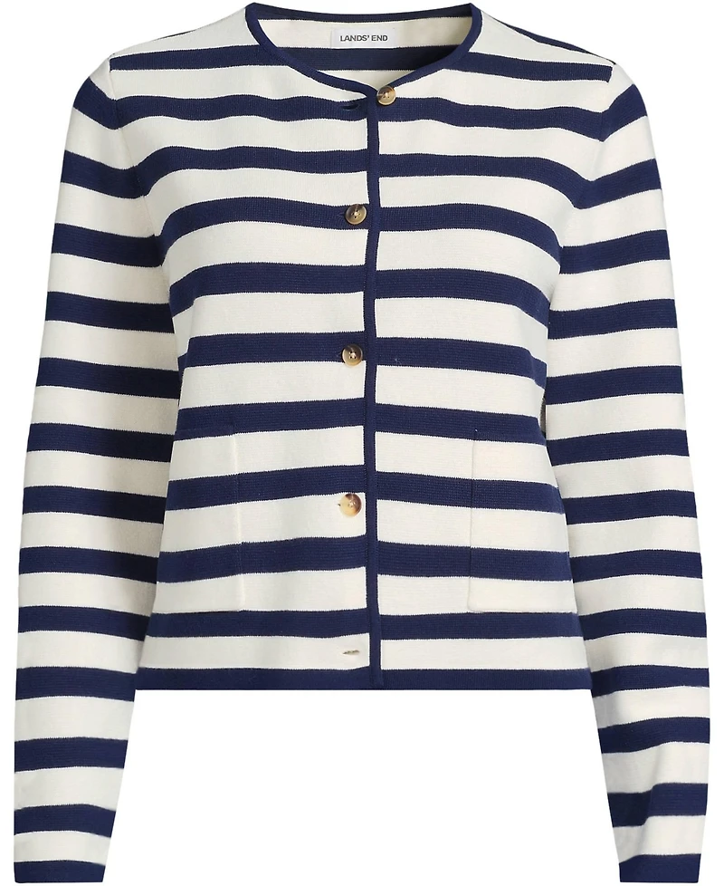 Lands' End Women's Petite Fine Gauge Cotton Milano Blazer Sweater