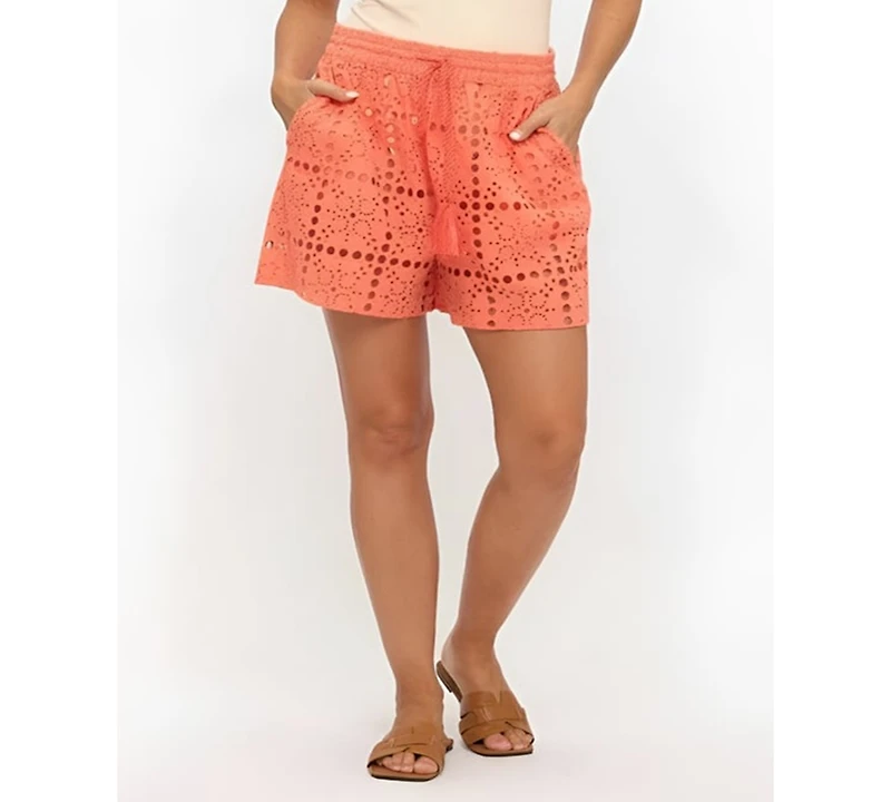 Dotti Women's Eyelet Openwork Dot Beach Shorts