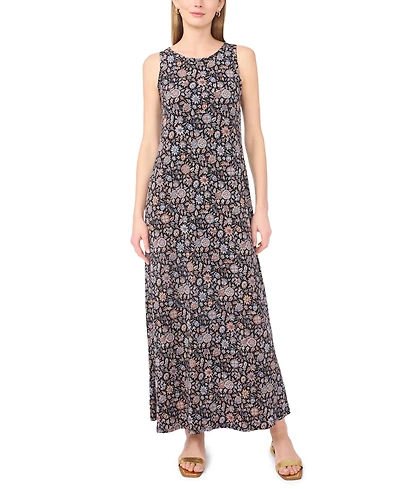 Vince Camuto Women's Bandana-Print Crochet-Trim Maxi Dress