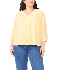 Vince Camuto Plus Ruffle Detail V-Neck Top