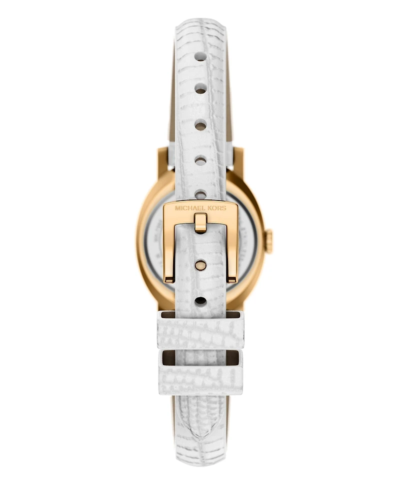 Michael Kors Women's Maude Three-Hand White Leather Watch, 21mm