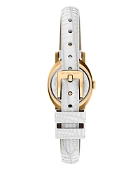 Michael Kors Women's Maude Three-Hand White Leather Watch, 21mm