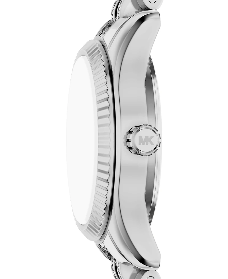 Michael Kors Women's Lexington Three-Hand Silver-Tone Stainless Steel Watch, 26mm