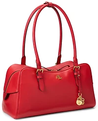 Lauren Ralph Leather Large Marcy Zip Satchel Bag