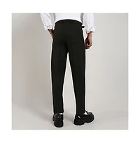 Campus Sutra Men's Juniper Green Tailored Linen-Blend Trousers