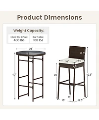 Slickblue Patio Metal Bar Table Set with 2 Barstools, 3 Pieces