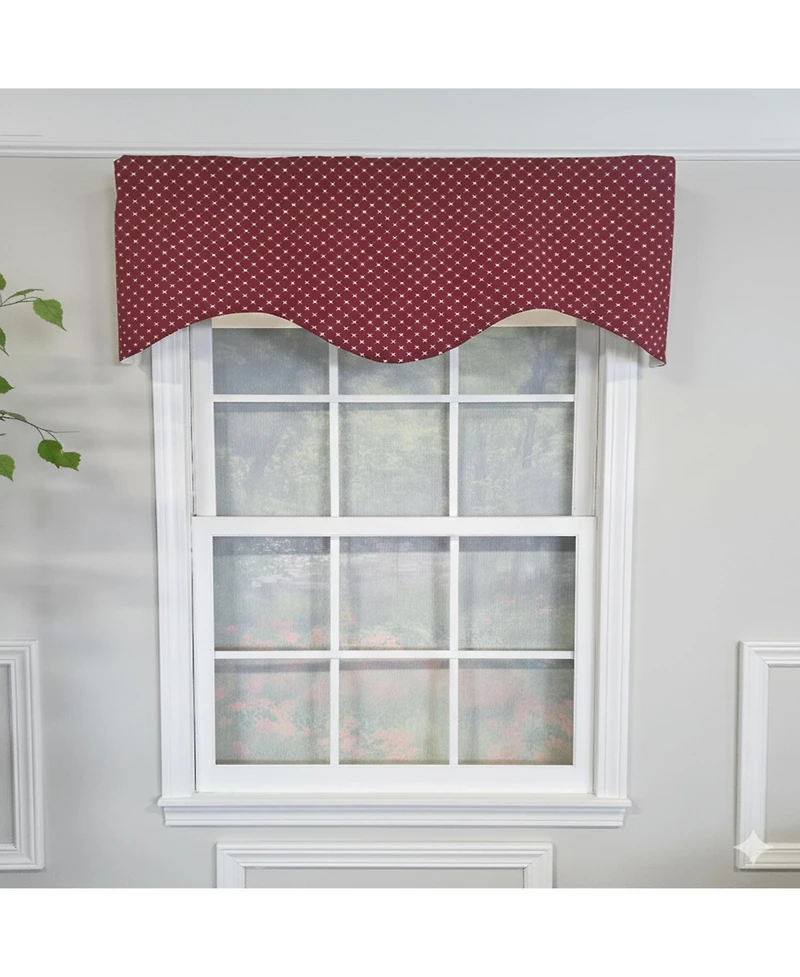 Rlf Home Passat Cornice 100% Cotton Rod Pocket Window Valance 50" x 17" Red
