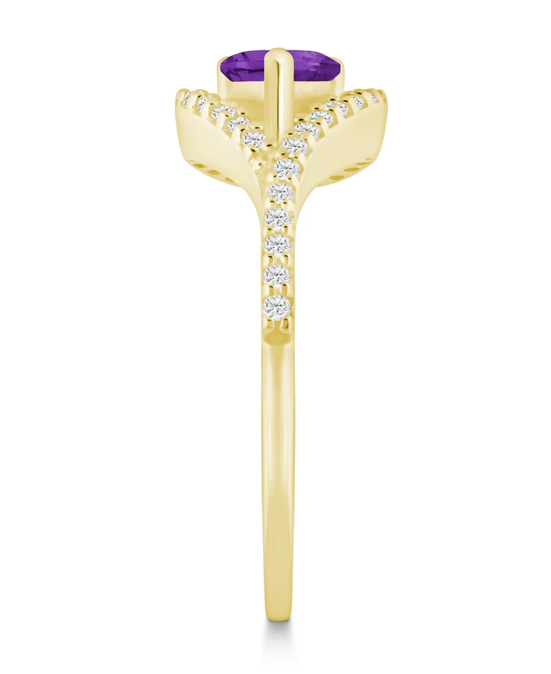 Macy's Gemstone and Diamond Ring (1/5 ct. t.w.) 10k White Gold (also Yellow Gold)