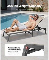 Mecale Set of 2 Outdoor Chaise Lounge Chairs, 400 lbs Capacity, Foldable Sun Tanning Chairs with 5 Adjustable Positions, Aluminum