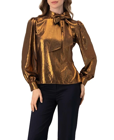 Ivonne Women's Metalic Bow Blouse