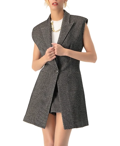 Ivonne Women's Long Checkered Vest