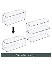 mDesign Plastic Bathroom Vanity Organizer Bin Box with Hinged Lid, 4 Pack
