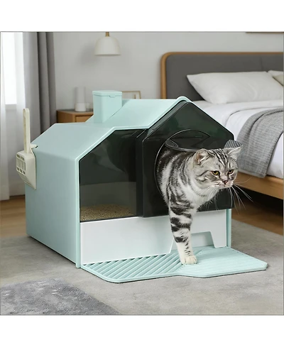 Aostirmotor Hooded Cat Litter Box in Light Blue