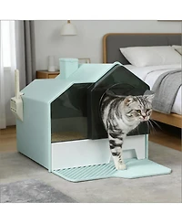 Aostirmotor Hooded Cat Litter Box in Light Blue