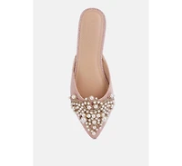 Astre Pearl Embellished Shimmer Mules