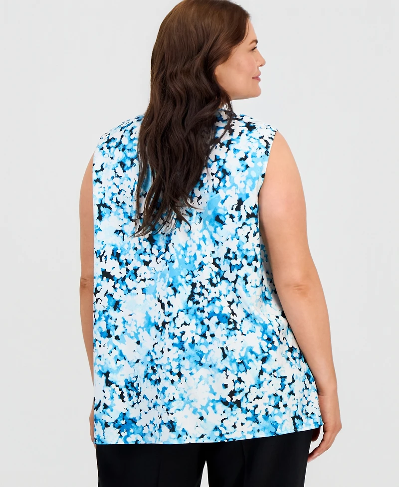 Kasper Plus Sleeveless Cowlneck Top