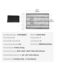 Cozito Dog Playpen, 4-Panel 24 x 36 in Foldable Metal Exercise Pen w/ Door & 600D Oxford Bottom Pad, Indoor/Outdoor Pet Fence
