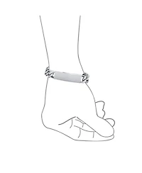 Bling Jewelry Set of 2 Solid Name Bar Plate Identification Id Bracelet Cuban Link Chain Stainless Steel