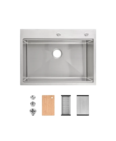 flynama huluwat 30x22inch Stainless Steel Kitchen Sink Single Bowl Overmount Handmade with Cutting Board