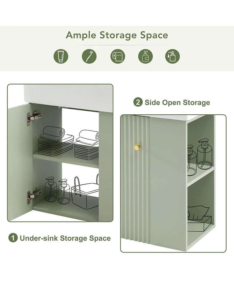 Cesicia 22 in. Modern Floating Bathroom Vanity with Ceramic Basin and Right Side Storage for Small Bathrooms