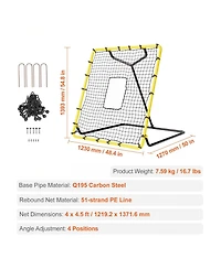 Mecale Baseball/Softball Rebounder Net, 4' x 4.5', Pitchback Trainer w/ Target, 4 Adjustable Angles
