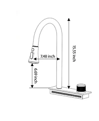 flynama 33x22x10inch Black Composite Granite Quartz Drop In Single Bowl Workstation Waterfall Kitchen Sink with Pull Out Faucet