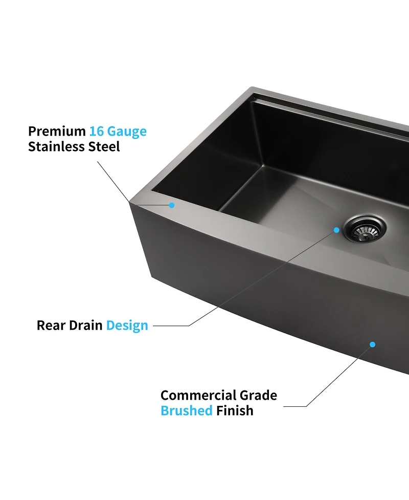 flynama 33x22x10inch Farmhouse Apron Single Bowl Kitchen Sink Stainless Steel Workstation