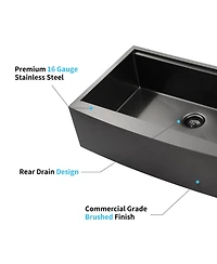 flynama 33x22x10inch Farmhouse Apron Single Bowl Kitchen Sink Stainless Steel Workstation