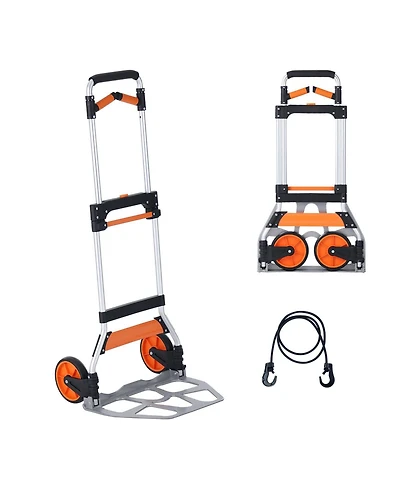 Mecale Folding Hand Truck, 309 lb Capacity, Aluminum Convertible Hand Truck & Dolly, Telescoping Handle, Pp+Tpr Wheels, Lightweight Cart