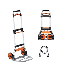 Mecale Folding Hand Truck, 309 lb Capacity, Aluminum Convertible Hand Truck & Dolly, Telescoping Handle, Pp+Tpr Wheels, Lightweight Cart