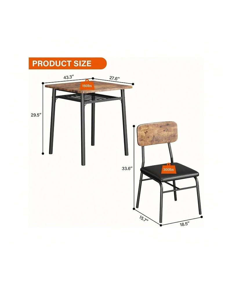 Gaomon Kitchen Table Dining Room Set For 2 3Piece Modern Dining Table Set for Dining Room, Home Office, Living Room