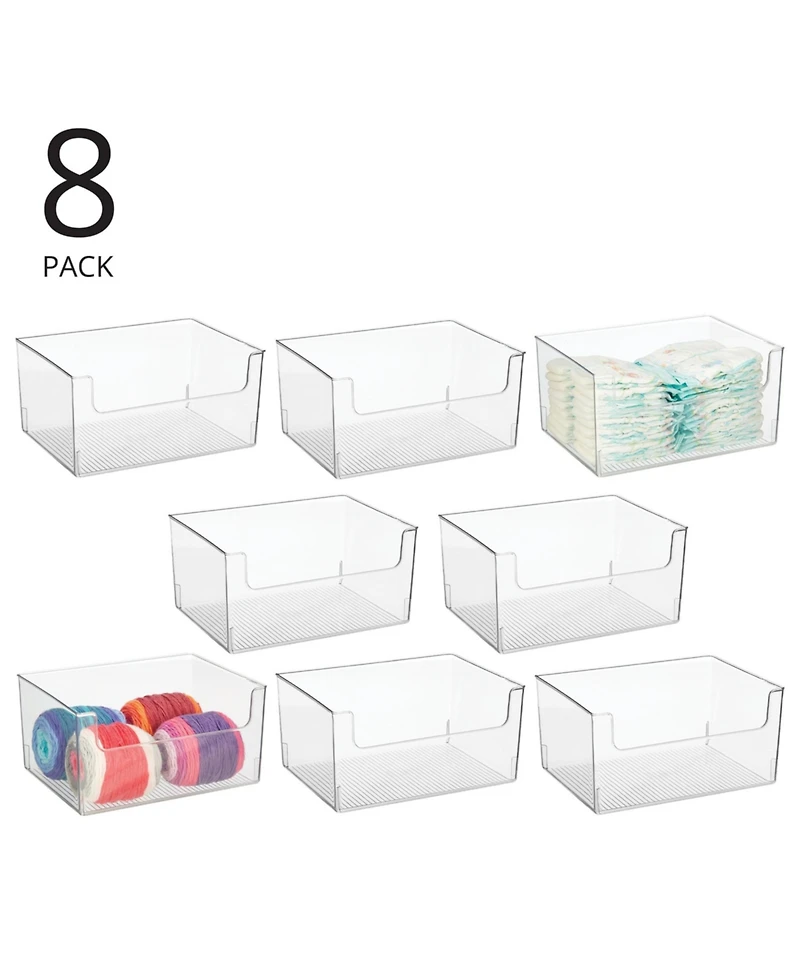 mDesign Household Plastic Storage Organizer Bin with Open Front - 8 Pack