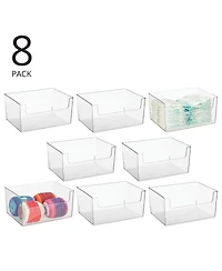 mDesign Household Plastic Storage Organizer Bin with Open Front - 8 Pack