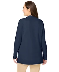 Woman Within Plus Long-Sleeve Pointelle Cardigan