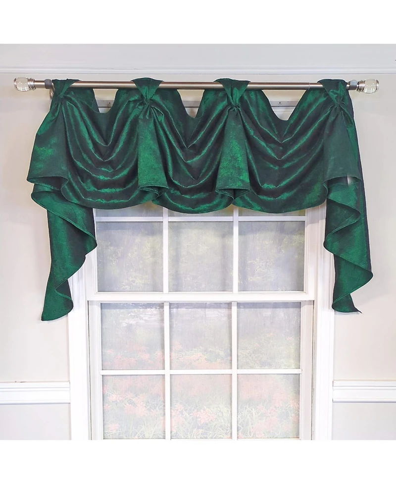 Rlf Home Crinkle Taffeta 3-s Victory 100% Polyester Tab Top Swag Window Curtain 54" x 25" Green