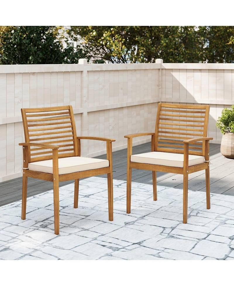 Slickblue Set of 2 Outdoor Patio Dining Chairs with Padded Cushions