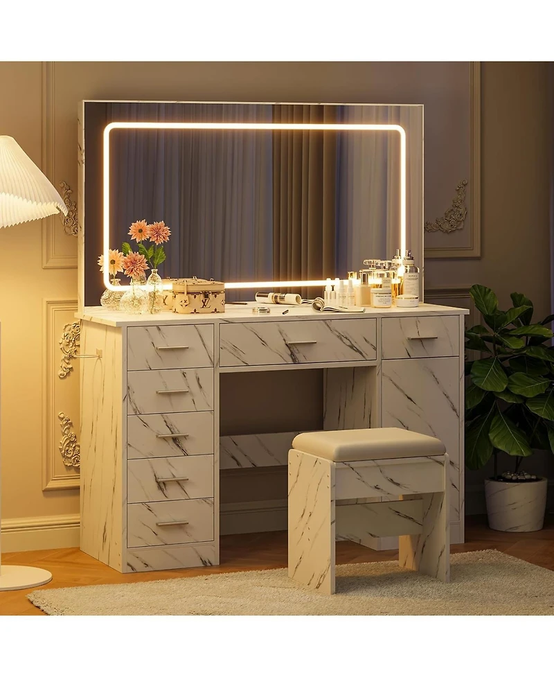Gaomon Vanity Desk Large Mirror and Lights