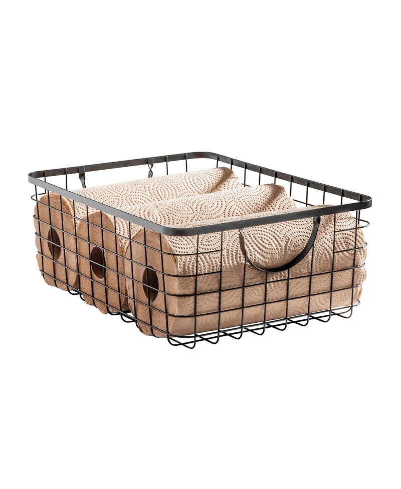 mDesign Metal Pantry Basket with Handles for Kitchen