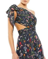 Mac Duggal Petite One-Shoulder Cut-Out Flowy Gown