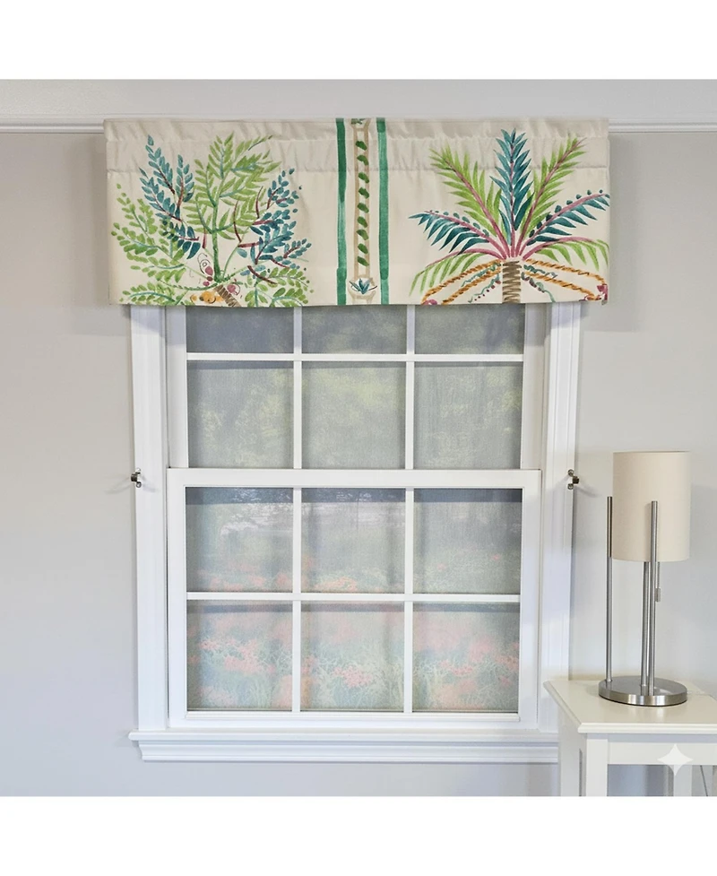 Rlf Home Felicity Tailored 100% Cotton Rod Pocket Lined Window Valance 50" x 15" Multi