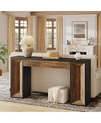 Tribesigns 63" Console Table, Farmhouse Entryway Table with Dual-Tone Design, Rectangular Wood Sofa Table Behind The Couch, Narrow Entry Accent T