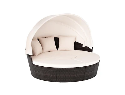 Slickblue Round Patio Daybed with Adjustable Retractable Canopy