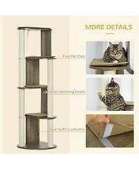 Aostirmotor 65" Tall Large Multilevel Cat Tower with Scratching Posts in Cream White