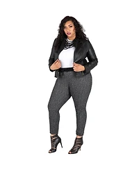 Poetic Justice Plus Size Curvy Black Marled Yarn French Terry Jogger Pants