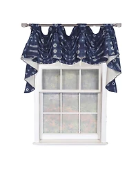 Rlf Home Pulsar 3-s Victory 100% Cotton Tab Top Swag Window Curtain 54" x 25" Navy