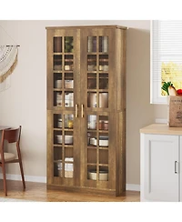 Tribesigns 71" Tall Kitchen Pantry Cabinet with Doors and Adjustable Shelves, Modern Rustic Storage Cabinet Wooden Cupboard, Brown